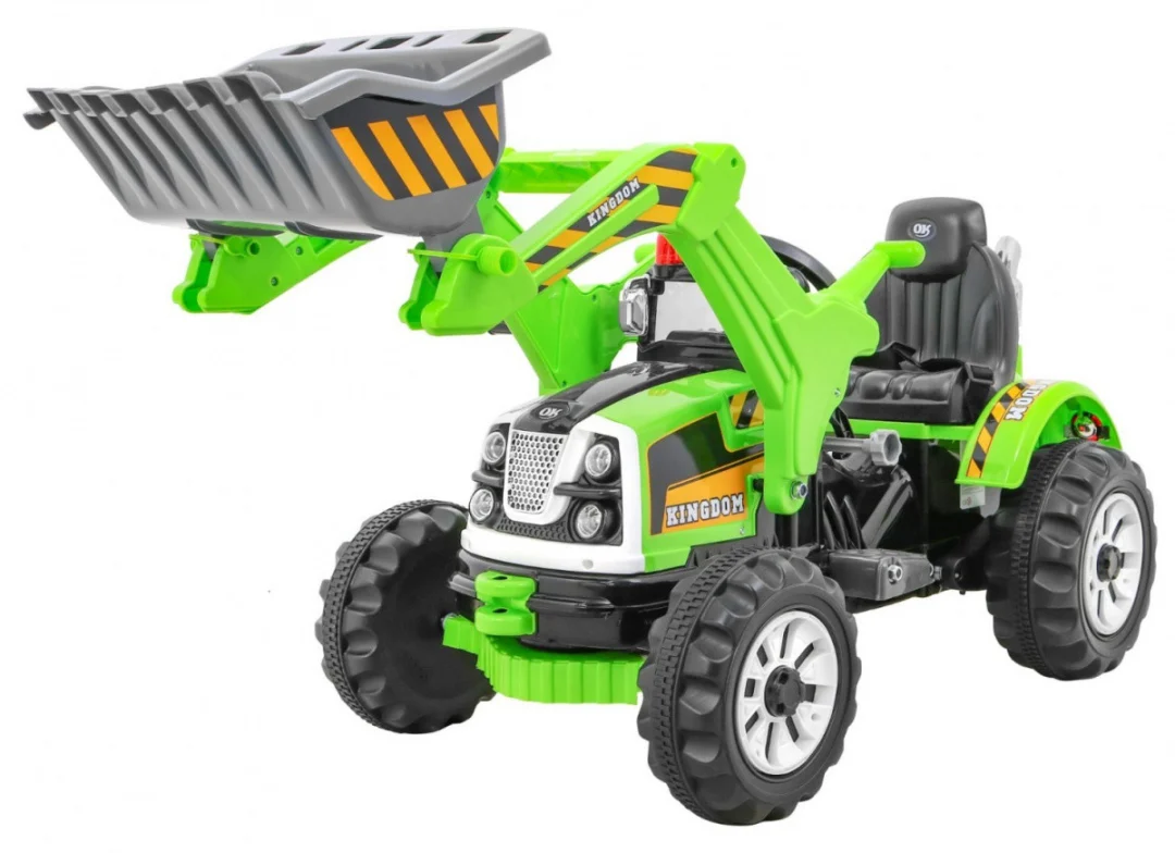 Buldožer-traktor na akumulator zeleni auto na akumulator_1