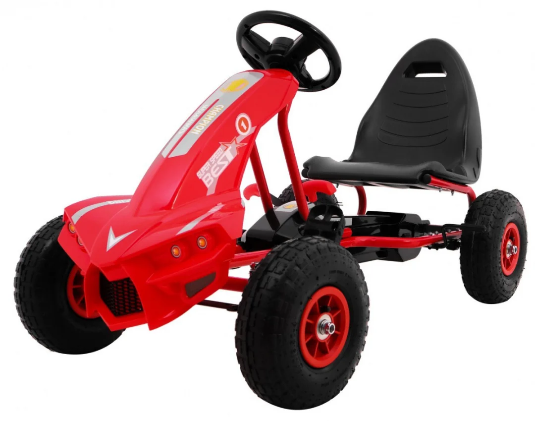 Champion pedalni go-kart za djecu 3+ crveni + napuhane gume + podesivo sjedalo + ručna kočnica_1