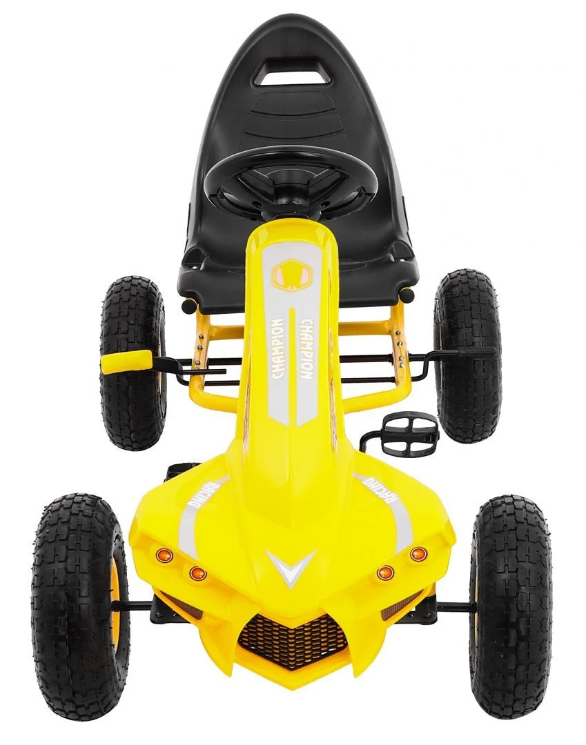 Champion pedalni go-kart za djecu 3+ žuti + napuhane gume + podesivo sjedalo + ručna kočnica_10