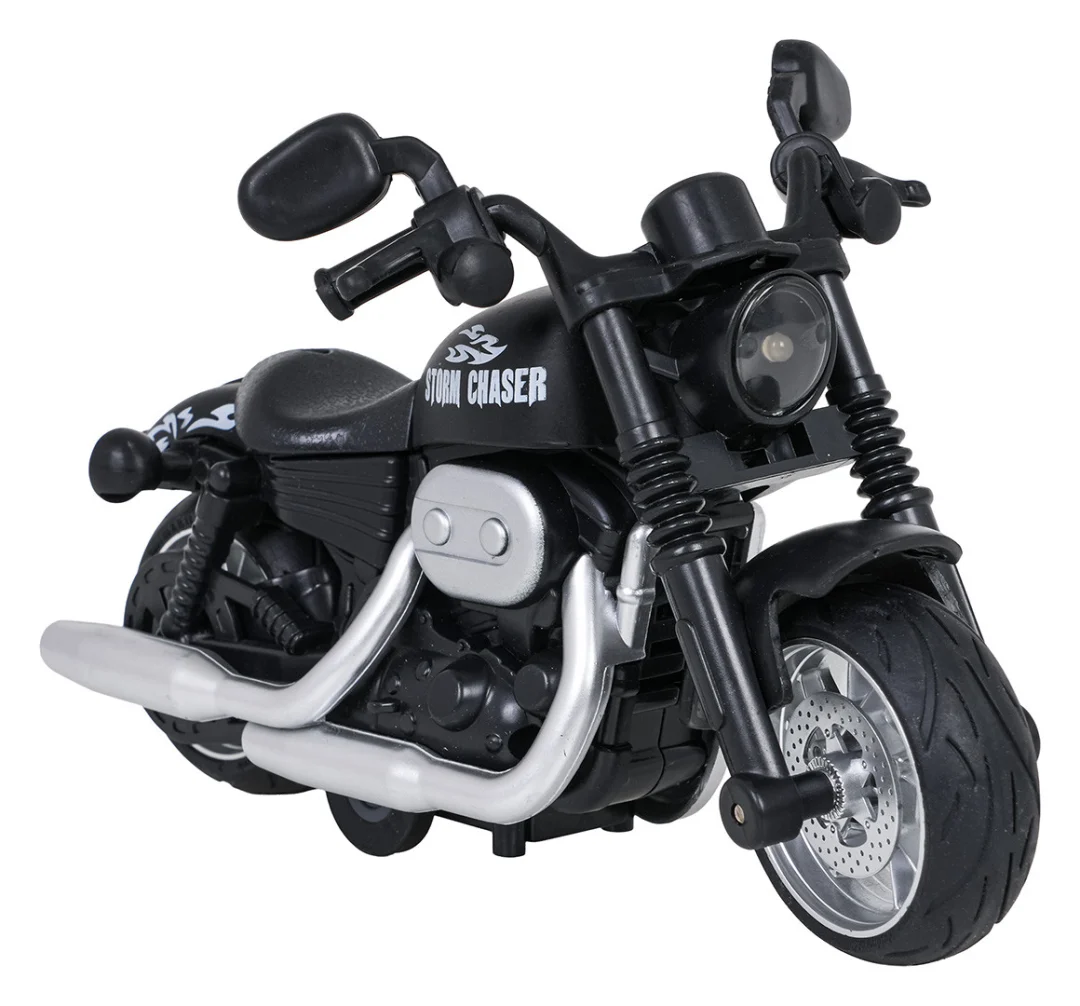 Crni metalni motocikl sa svjetlima i zvukom_2