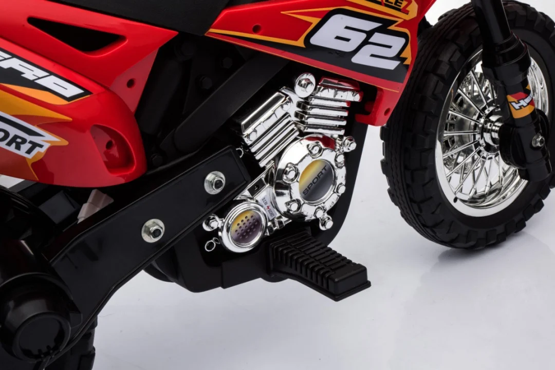 Cross motocikl za djecu na baterije, crveni + pomoćni kotači + LED zvukovi, crvena motor na akumulator_10