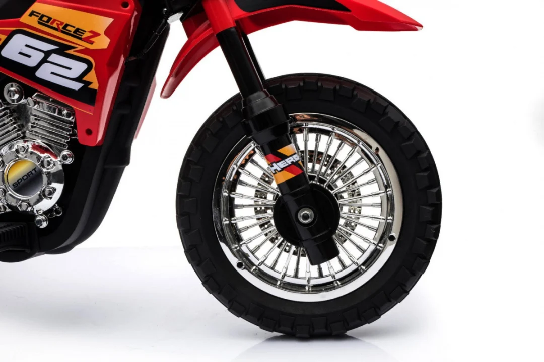 Cross motocikl za djecu na baterije, crveni + pomoćni kotači + LED zvukovi, crvena motor na akumulator_13