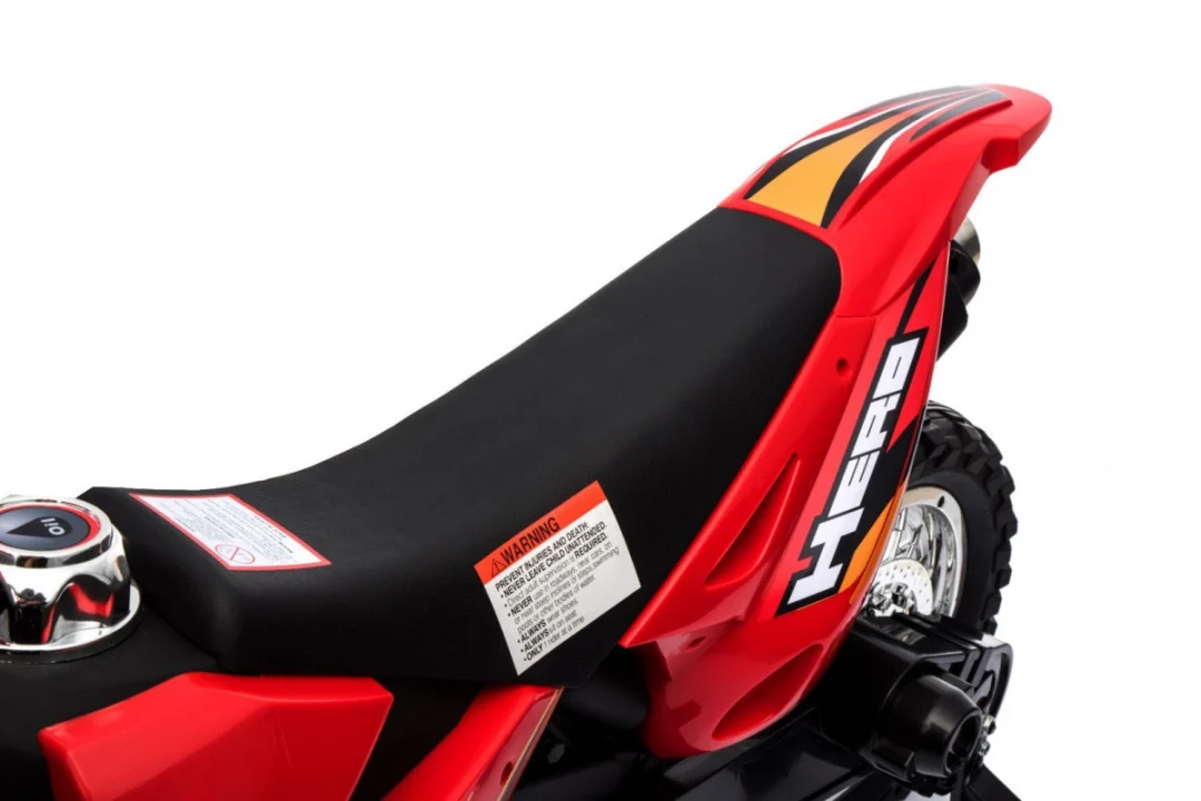 Cross motocikl za djecu na baterije, crveni + pomoćni kotači + LED zvukovi, crvena motor na akumulator_15