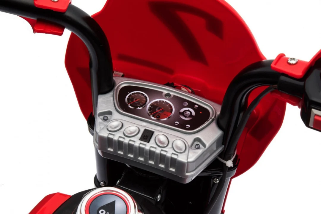 Cross motocikl za djecu na baterije, crveni + pomoćni kotači + LED zvukovi, crvena motor na akumulator_17