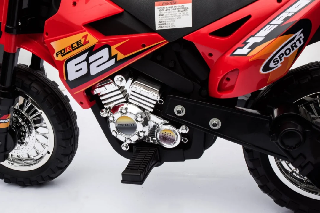 Cross motocikl za djecu na baterije, crveni + pomoćni kotači + LED zvukovi, crvena motor na akumulator_19