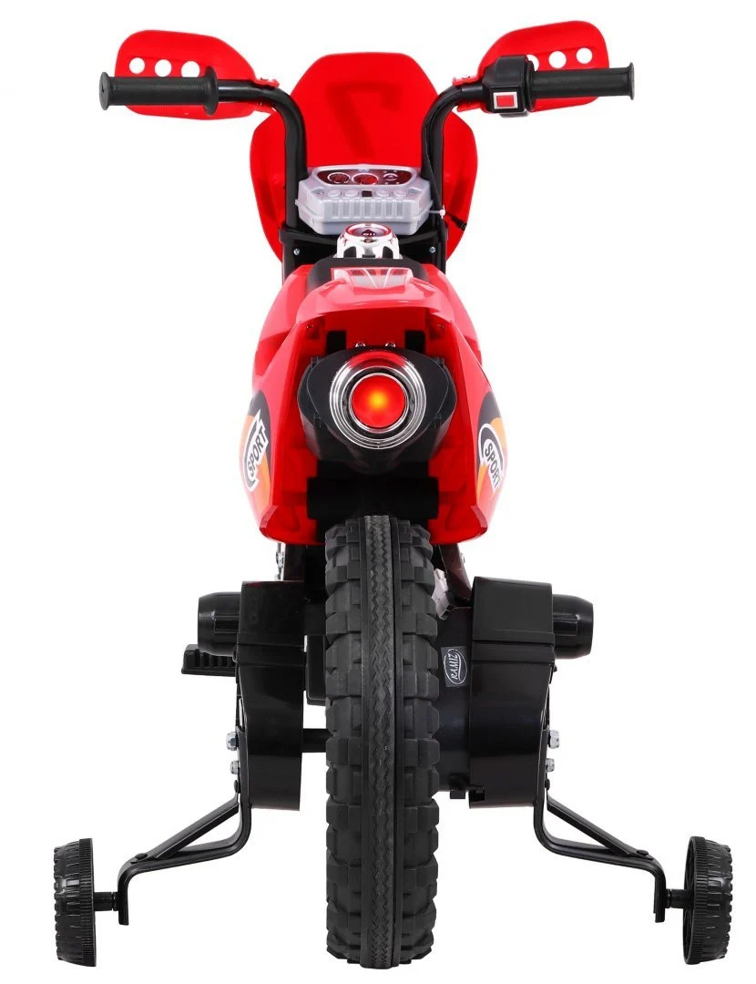 Cross motocikl za djecu na baterije, crveni + pomoćni kotači + LED zvukovi, crvena motor na akumulator_4
