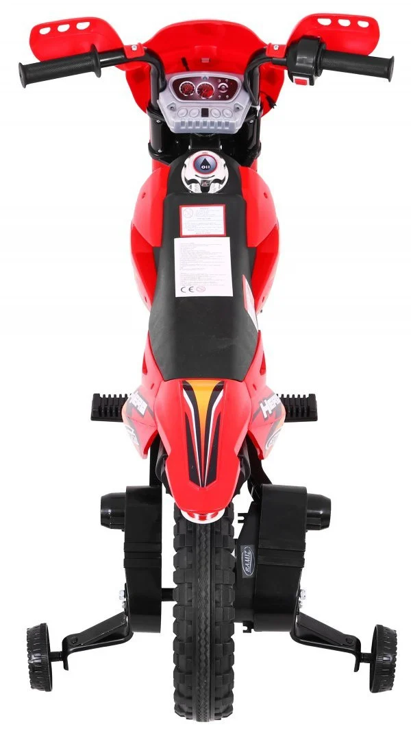 Cross motocikl za djecu na baterije, crveni + pomoćni kotači + LED zvukovi, crvena motor na akumulator_5