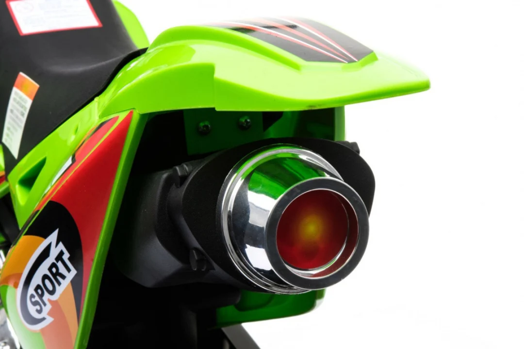 Cross motocikl za djecu na baterije, zelena boja + pomoćni kotači + LED zvukovi motor na akumulator_12