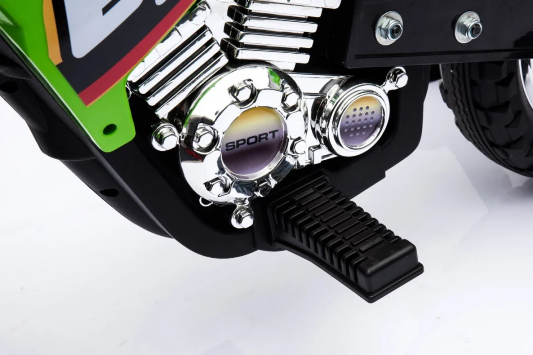 Cross motocikl za djecu na baterije, zelena boja + pomoćni kotači + LED zvukovi motor na akumulator_13