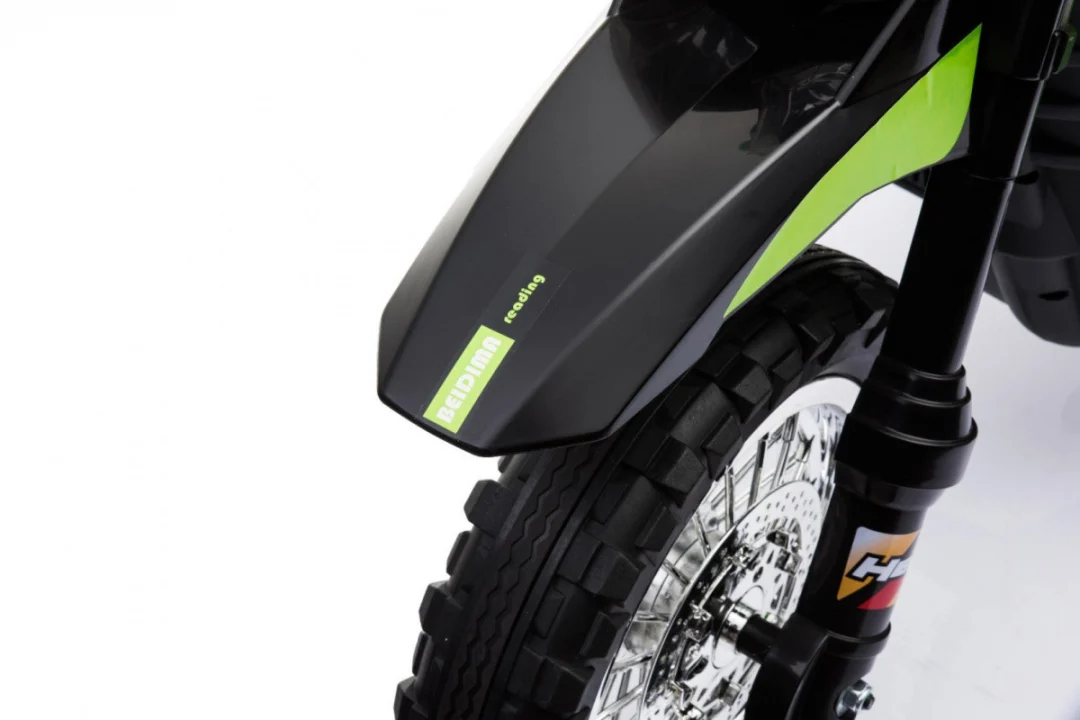 Cross motocikl za djecu na baterije, zelena boja + pomoćni kotači + LED zvukovi motor na akumulator_15