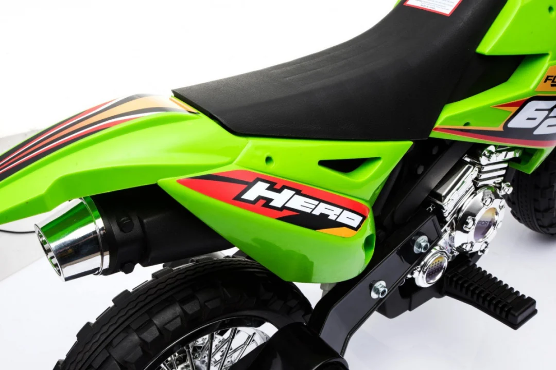 Cross motocikl za djecu na baterije, zelena boja + pomoćni kotači + LED zvukovi motor na akumulator_20