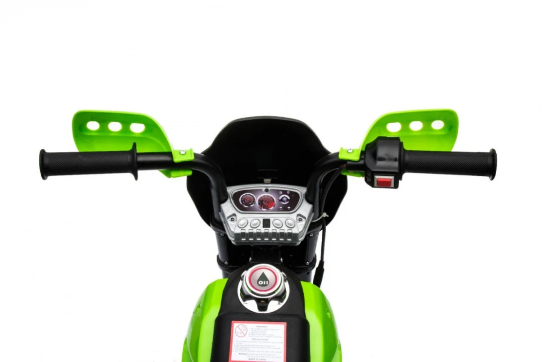 Cross motocikl za djecu na baterije, zelena boja + pomoćni kotači + LED zvukovi motor na akumulator_21