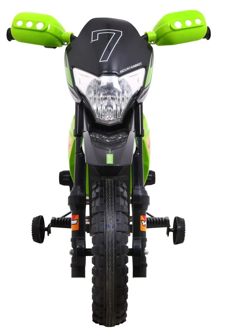 Cross motocikl za djecu na baterije, zelena boja + pomoćni kotači + LED zvukovi motor na akumulator_3