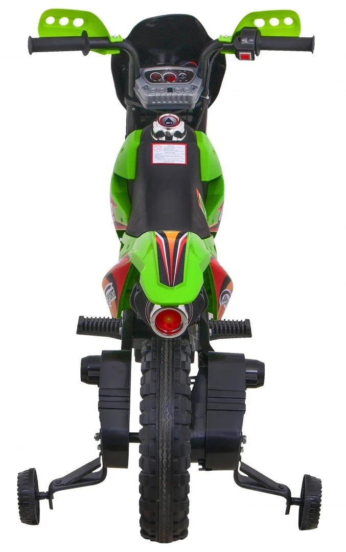Cross motocikl za djecu na baterije, zelena boja + pomoćni kotači + LED zvukovi motor na akumulator_6