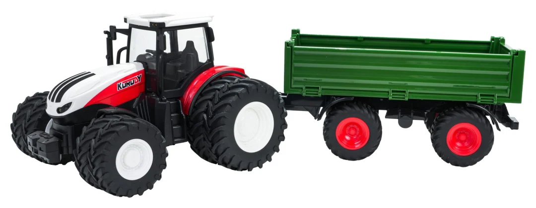 Crveni R/C traktor sa zelenom poluprikolicom_3