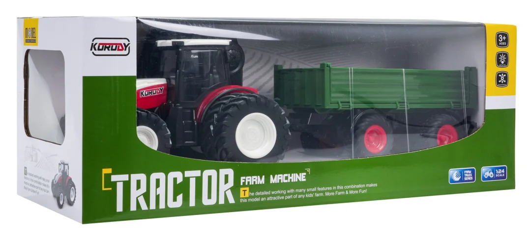 Crveni R/C traktor sa zelenom poluprikolicom_9