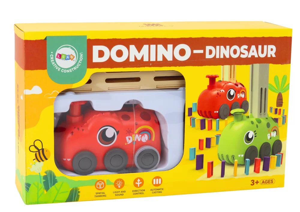 Crveni automobil s dinosaurusom - set domina u 4 boje_5