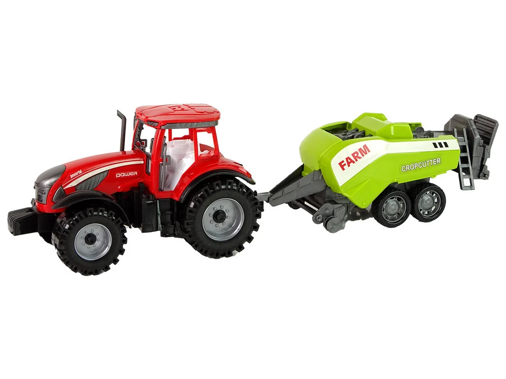 Crveni poljoprivredni traktor sa zelenim pogonom trenja sijačice_2
