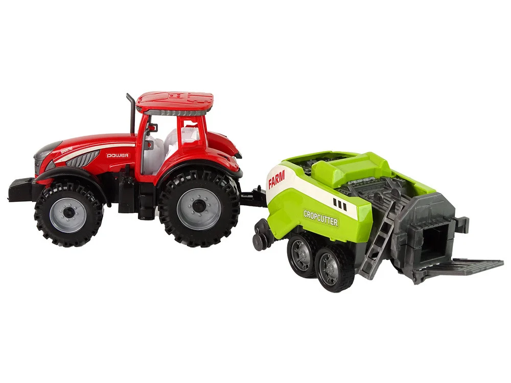 Crveni poljoprivredni traktor sa zelenim pogonom trenja sijačice_3