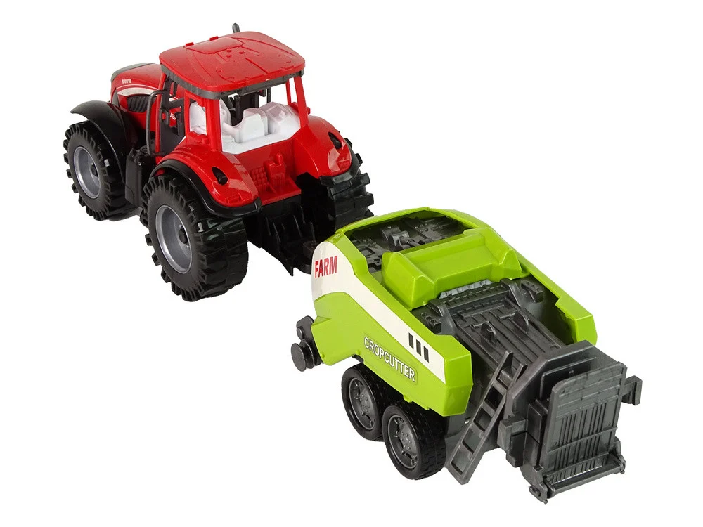 Crveni poljoprivredni traktor sa zelenim pogonom trenja sijačice_4