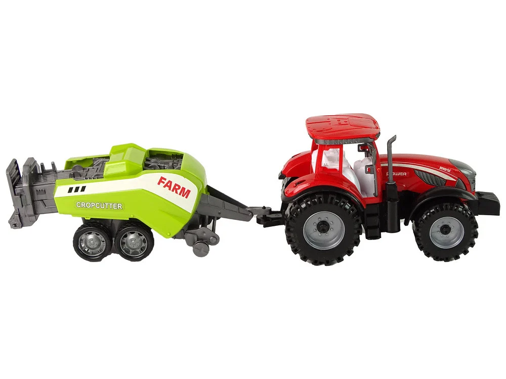 Crveni poljoprivredni traktor sa zelenim pogonom trenja sijačice_5