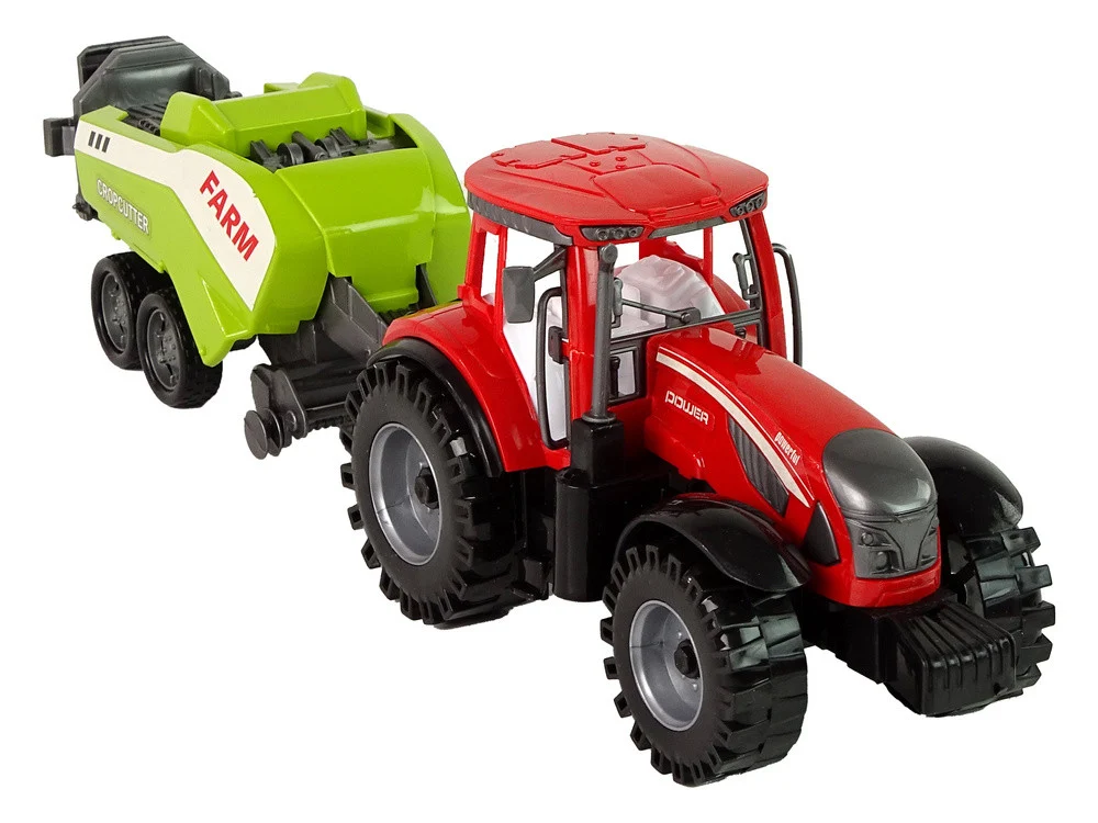 Crveni poljoprivredni traktor sa zelenim pogonom trenja sijačice_6