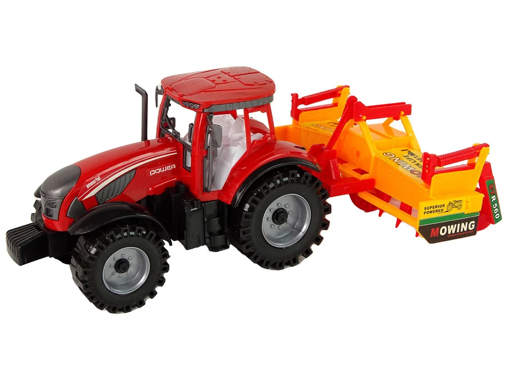 Crveni traktor s narančastim pogonom kultivatora_2