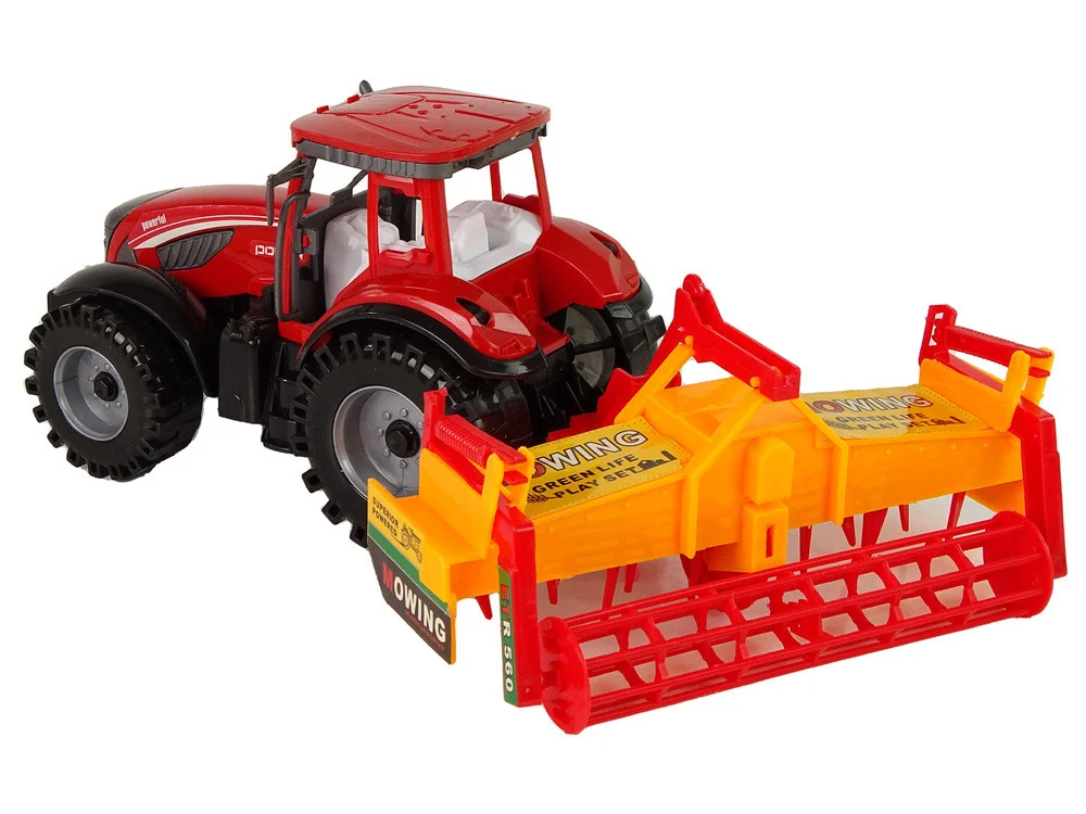 Crveni traktor s narančastim pogonom kultivatora_3