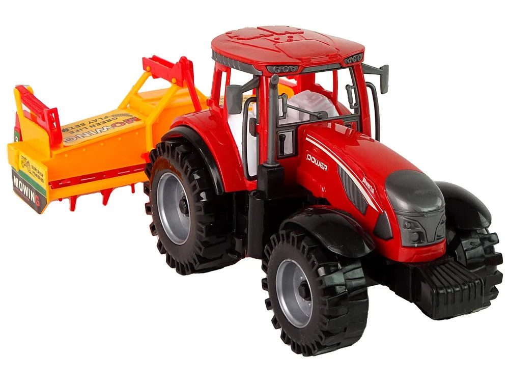 Crveni traktor s narančastim pogonom kultivatora_7