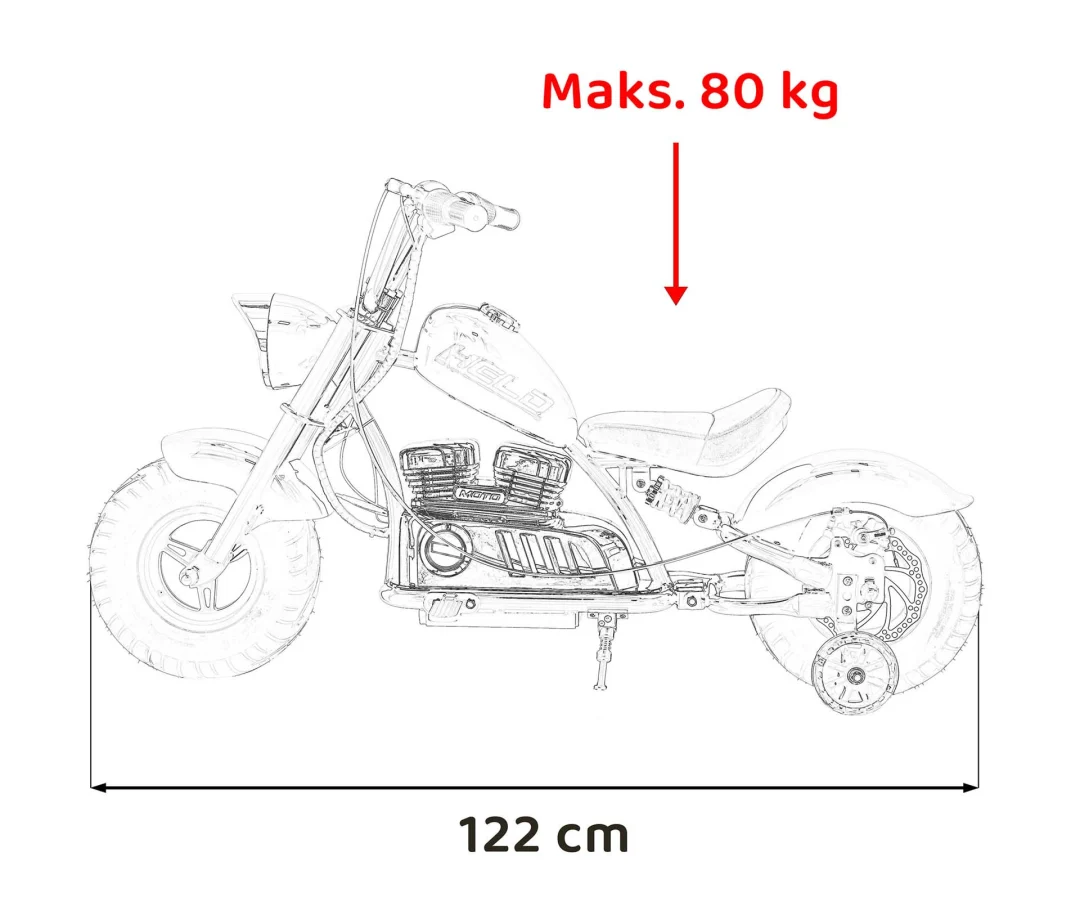 Crveno motorno vozilo Chopper Warrior motor na akumulator_3