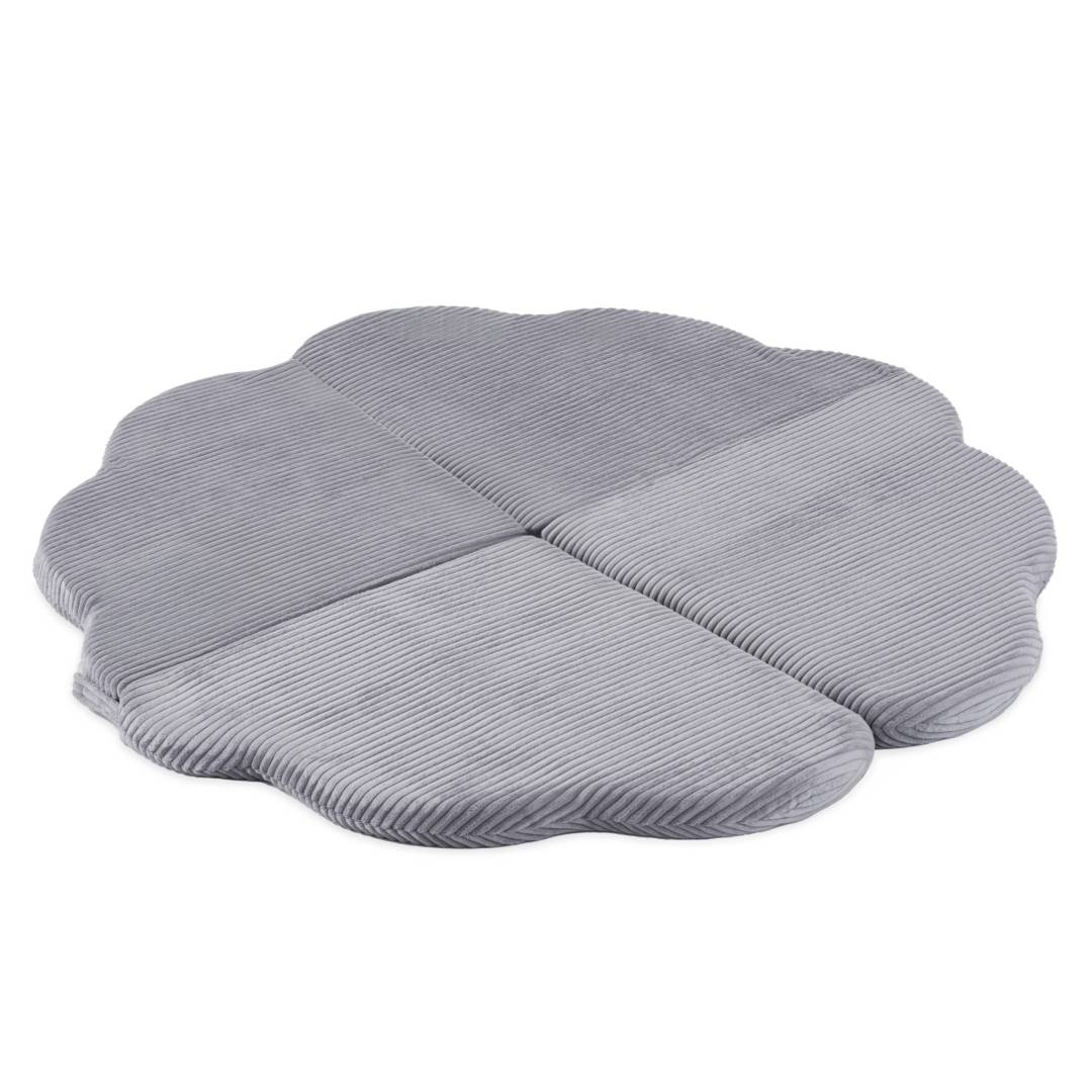 Cvjetna podloga Plush Nest, 115x115x5cm, siva, vrhunski kord, pahuljasti cvijet_1