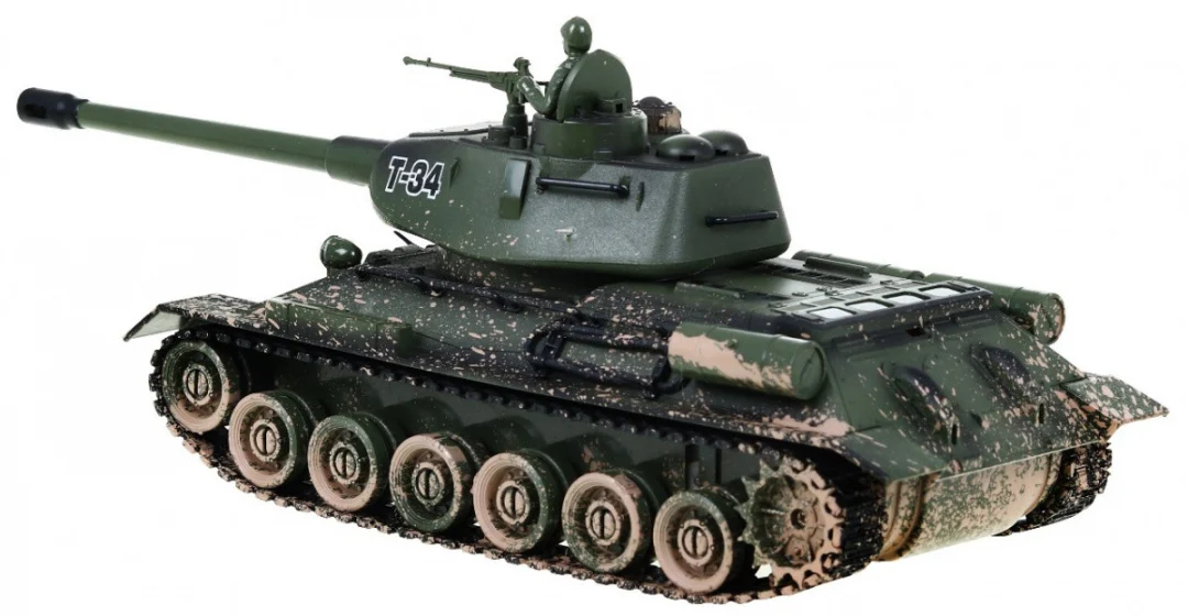 Daljinski upravljani tenk T-34 za djecu 3+ Model za pucanje Kamuflaža 1:28 + Velika tenkovska bitka_4
