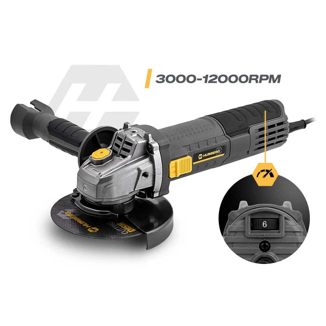 Diax kutna brusilica 900W, kontrola brzine, 10 diskova, 125 mm, snažna kutna brusilica Humberg HM-410_4