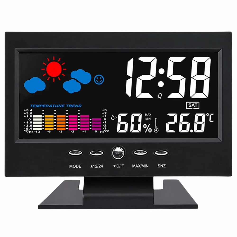 Digitalni sat s unutarnjim termometrom i higrometrom LED meteorološka stanica_2