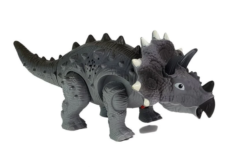 Dinosaur na baterije Triceratops sivi_2