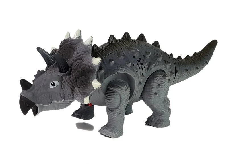 Dinosaur na baterije Triceratops sivi_3