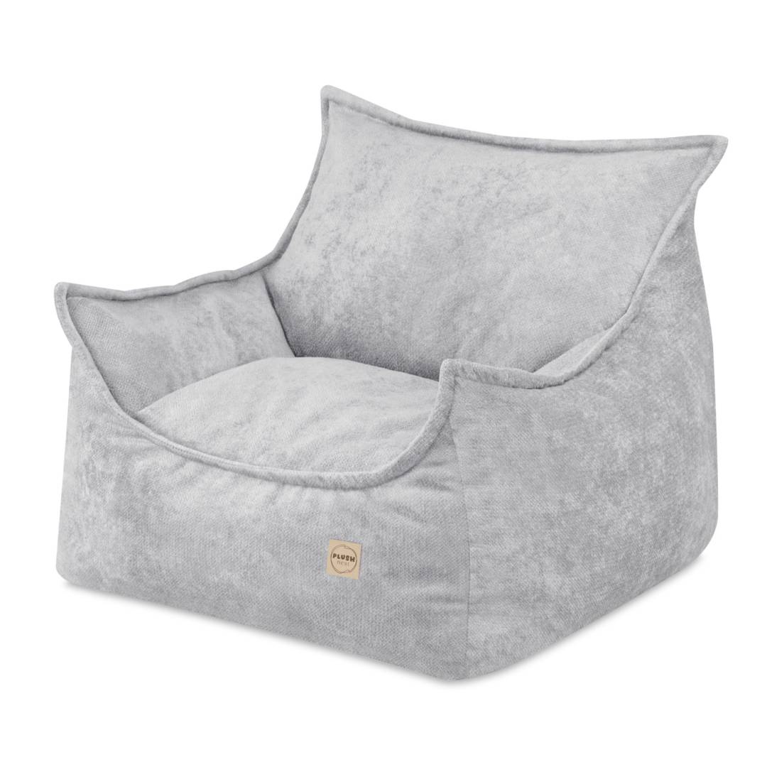 Dječja fotelja Plush Nest ROYA, siva, vrhunski šenil_1
