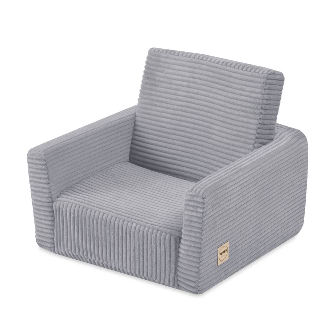 Dječja fotelja na razvlačenje Plush Nest CUBIE, naslonjač, siva, vrhunski kord_6