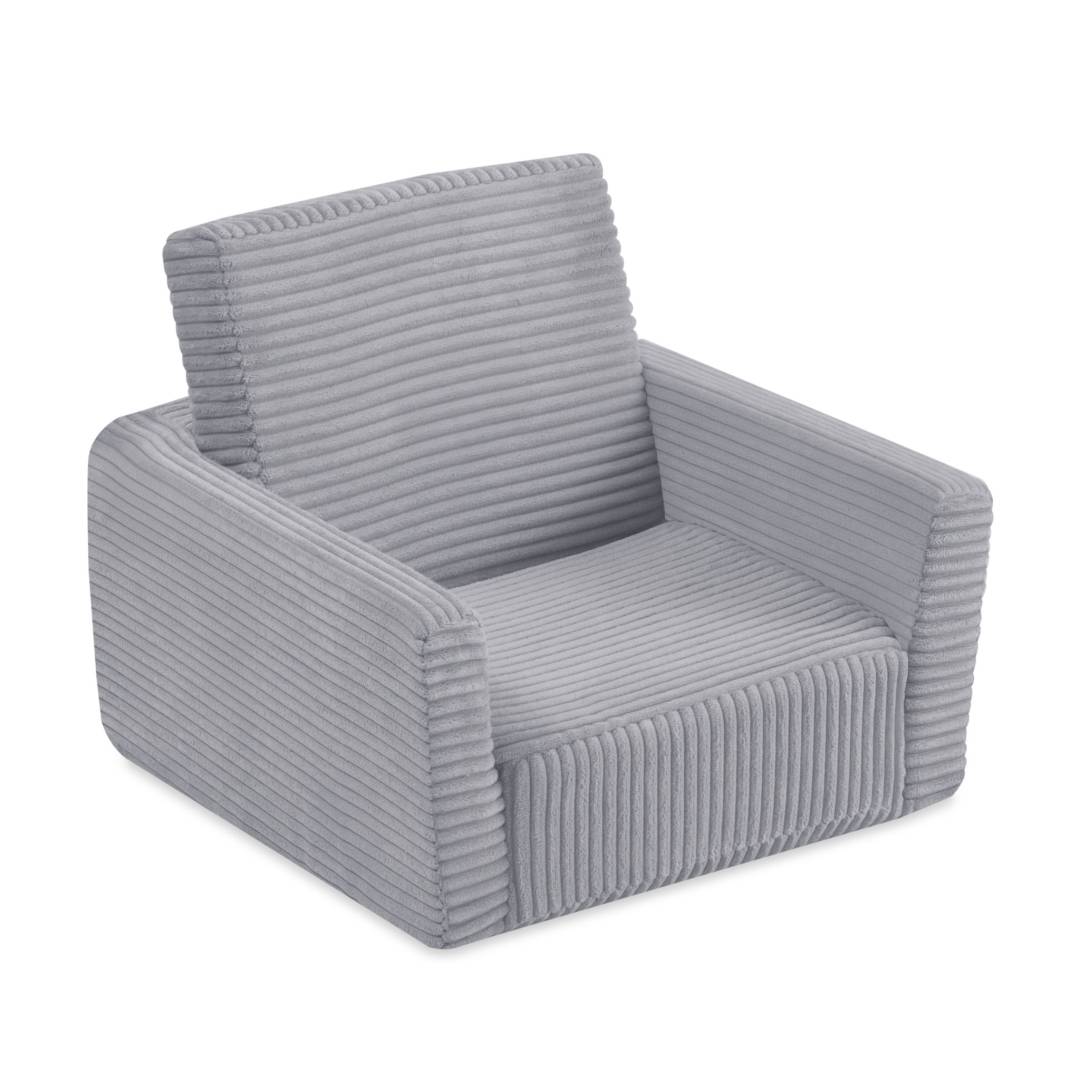 Dječja fotelja na razvlačenje Plush Nest CUBIE, naslonjač, siva, vrhunski kord_9