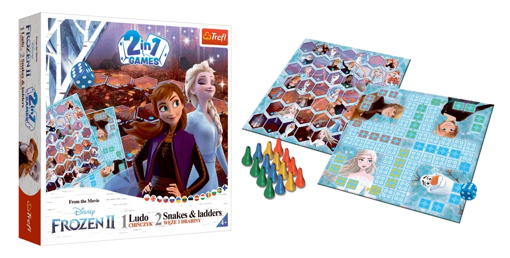 Dječja igra 2 u 1 Kineske zmije i ljestve Frozen II Trefl 02068_3