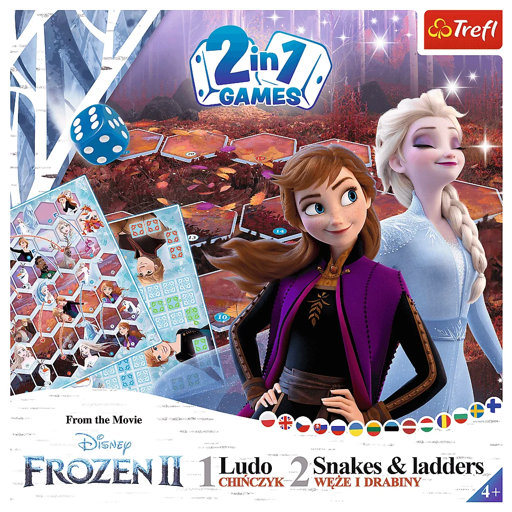 Dječja igra 2 u 1 Kineske zmije i ljestve Frozen II Trefl 02068_4
