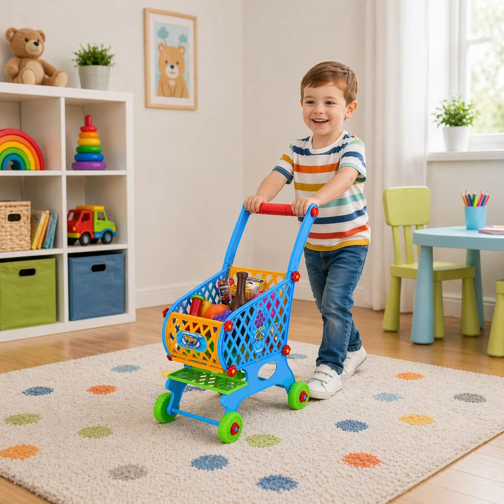 Dječja kolica za kupovinu plava 52 cm, 46 dijelova_3