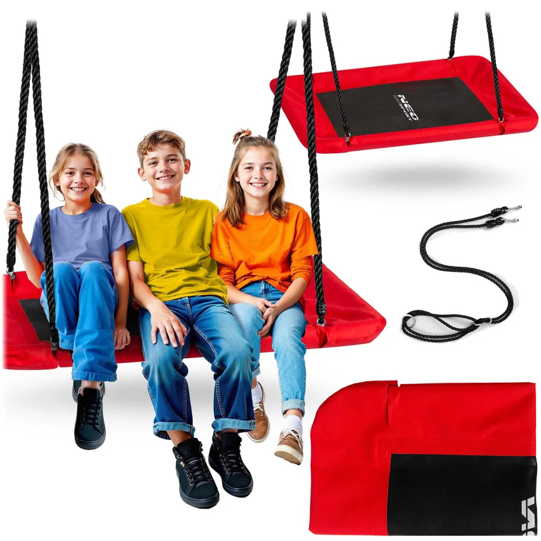 Dječja pravokutna ljuljačka Neo-Sport Swingo ptičje gnijezdo 110 × 70 cm, crvena_1