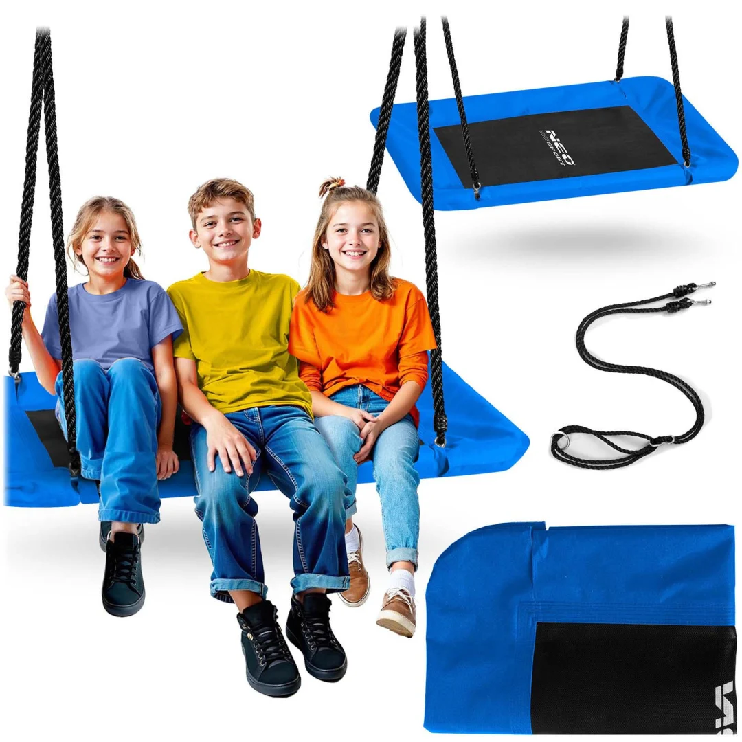 Dječja pravokutna ljuljačka Neo-Sport Swingo ptičje gnijezdo 110 × 70 cm, siva_1