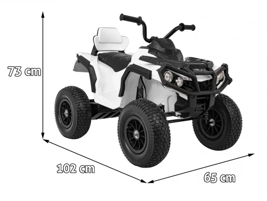 Dječji ATV Air Quad na baterije, bijeli + gume na napuhavanje + MP3 radio + spori start, bijela quad na akumulator_2