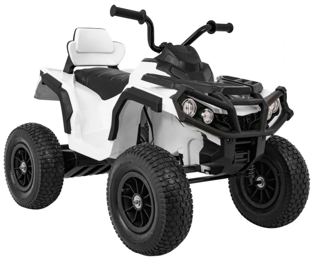 Dječji ATV Air Quad na baterije, bijeli + gume na napuhavanje + MP3 radio + spori start, bijela quad na akumulator_9