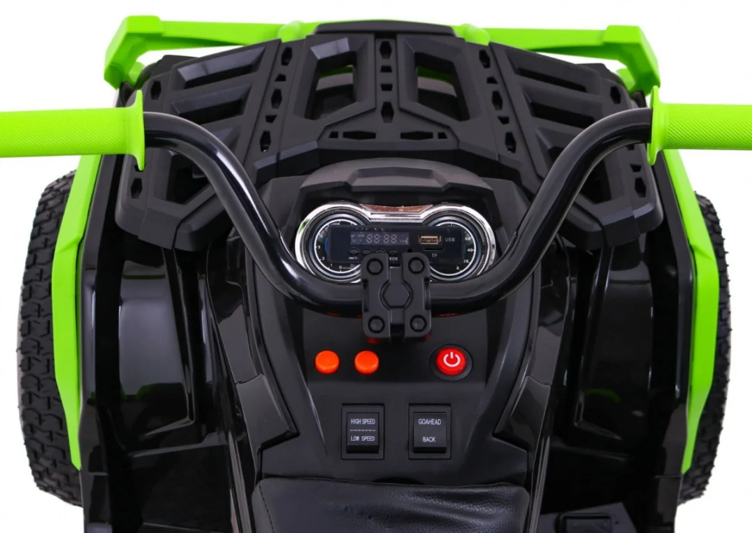 Dječji ATV Air Quad na baterije, crno-zeleni + gume na napuhavanje + MP3 radio + spori start quad na akumulator_10