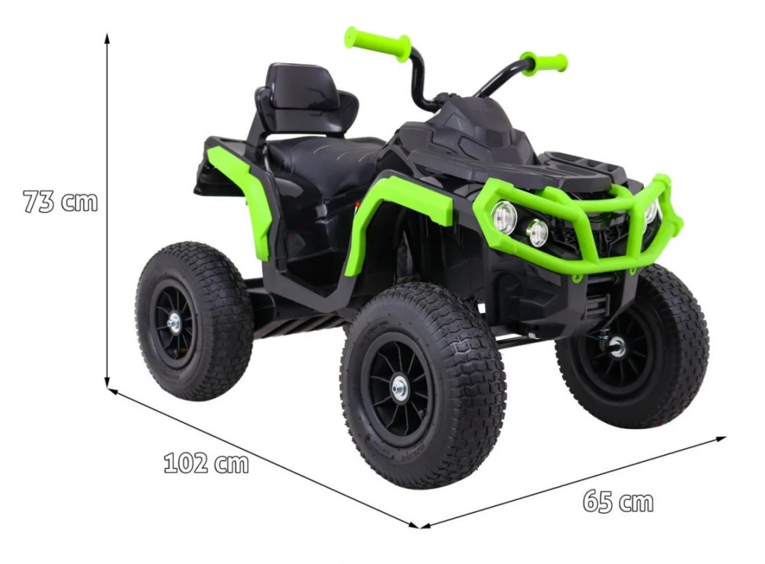 Dječji ATV Air Quad na baterije, crno-zeleni + gume na napuhavanje + MP3 radio + spori start quad na akumulator_2