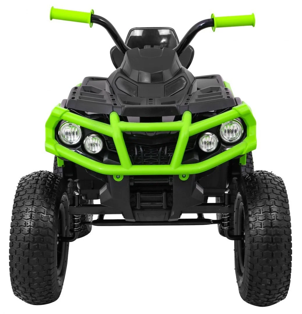Dječji ATV Air Quad na baterije, crno-zeleni + gume na napuhavanje + MP3 radio + spori start quad na akumulator_3
