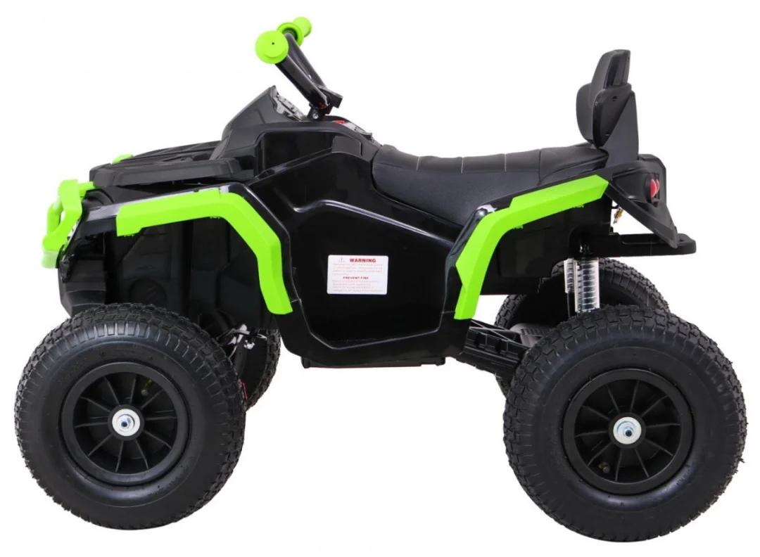 Dječji ATV Air Quad na baterije, crno-zeleni + gume na napuhavanje + MP3 radio + spori start quad na akumulator_4